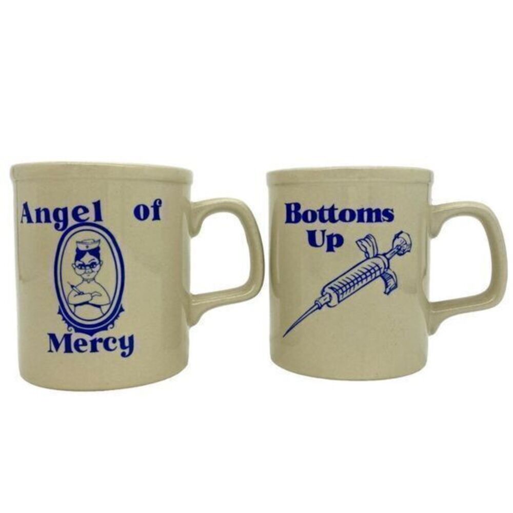 Vintage MCM Quirky Nurse Coffee Mugs